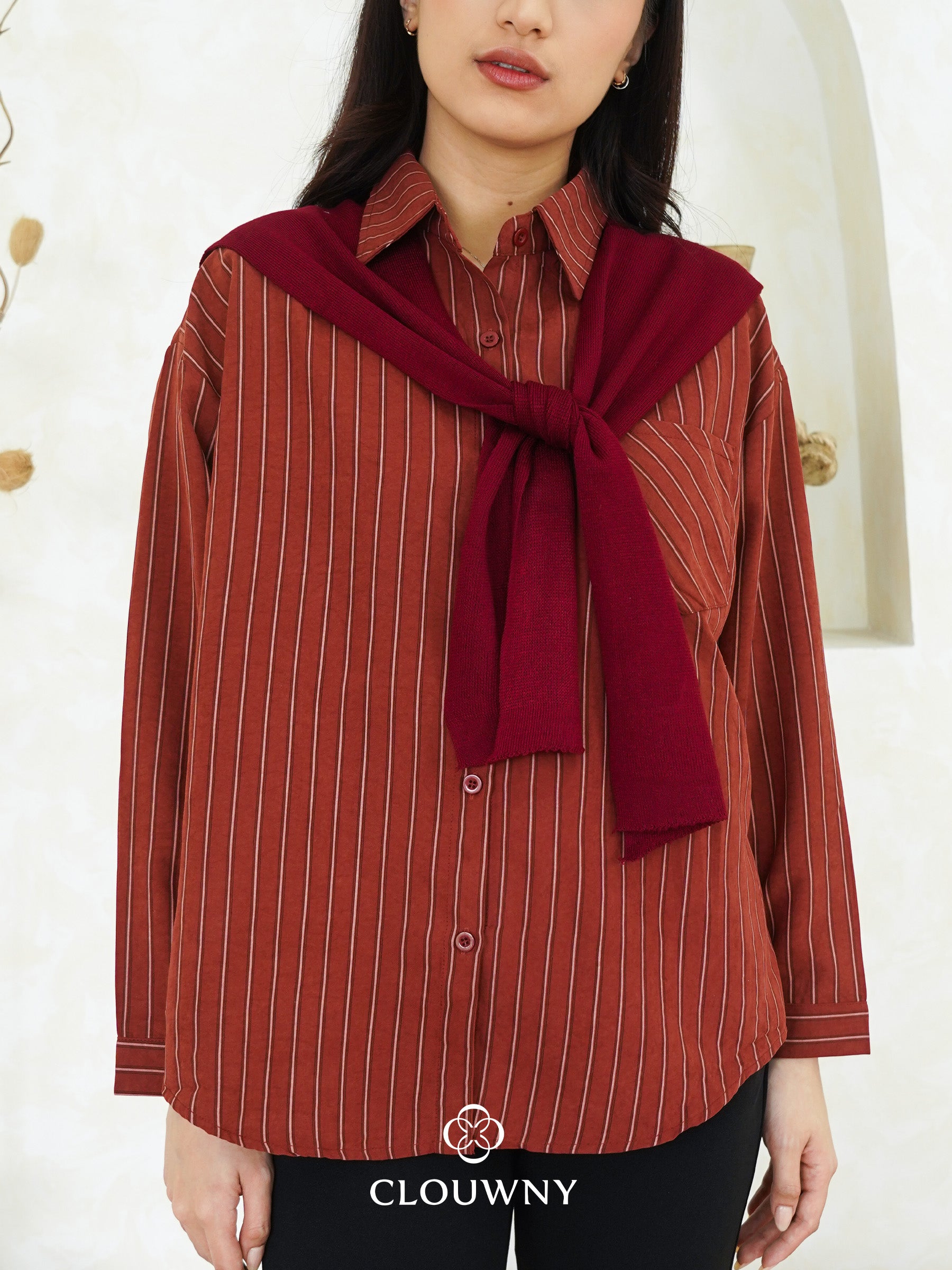 Candela Stripes Scarf - Maroon